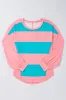 Light Blue Colourblock Striped Drop Shoulder Loose Top sold by Beagle Boutique