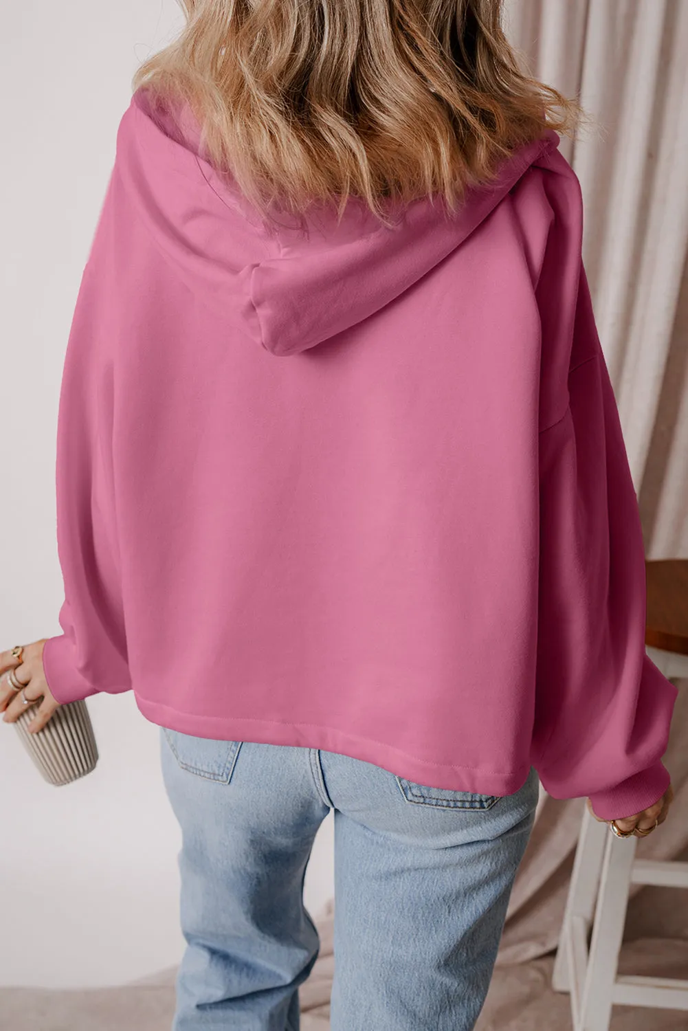 Valerian Fleece Lined Half Zipper Kangaroo Pockets Loose Hoodie sold by Beagle Boutique product image thumbnail 2