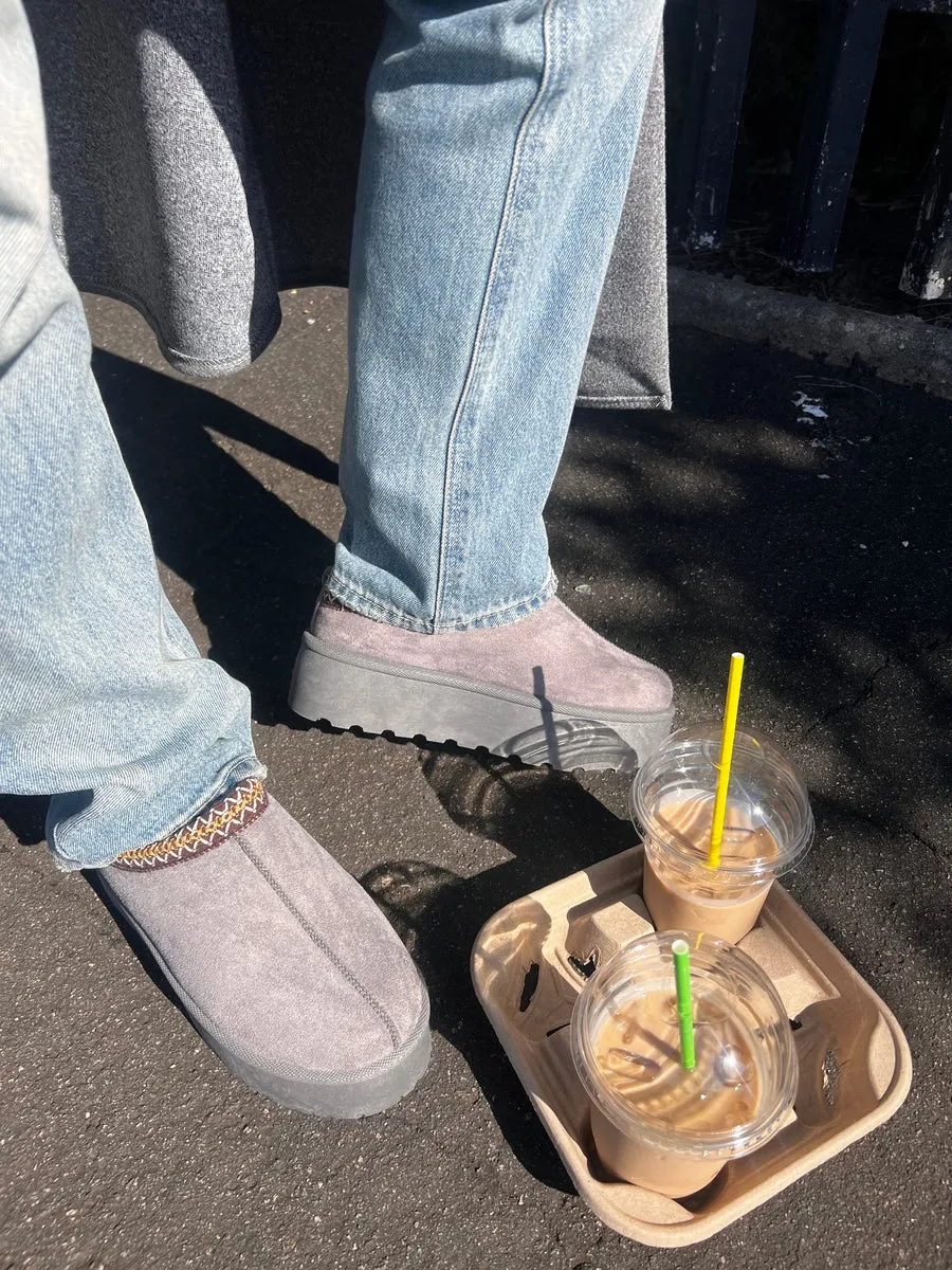 Aztec Detail Low Ankle Platform Slipper Boots sold by Beagle Boutique