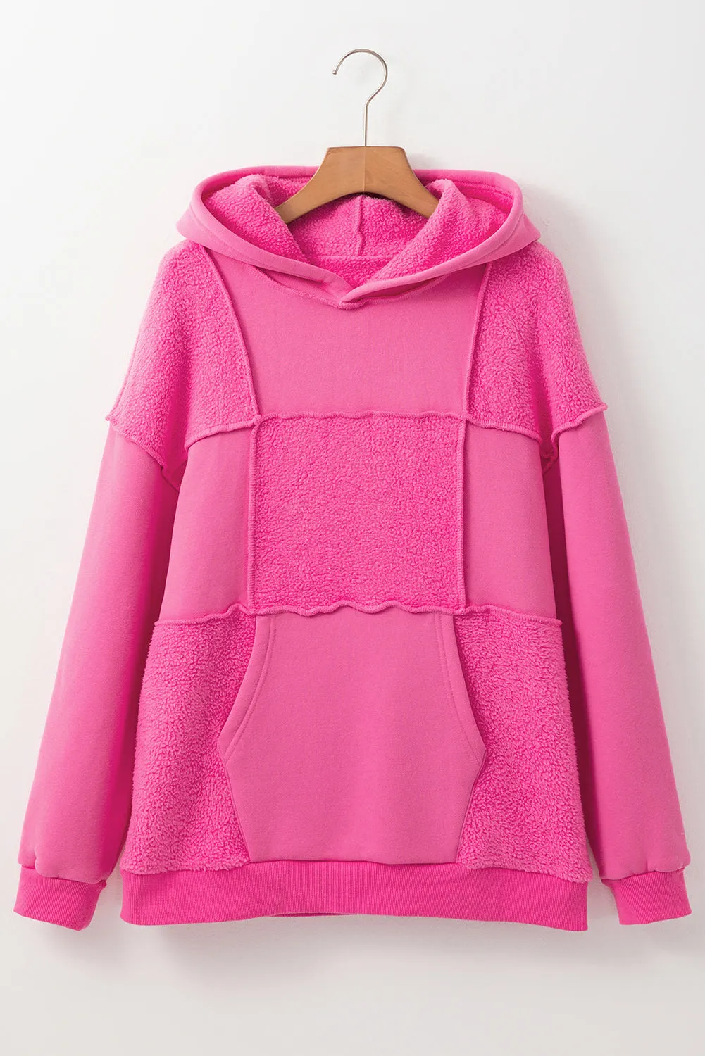 Pitaya Pink Mineral Wash Terry Patchwork Drawstring Hoodie sold by Beagle Boutique product image thumbnail 3