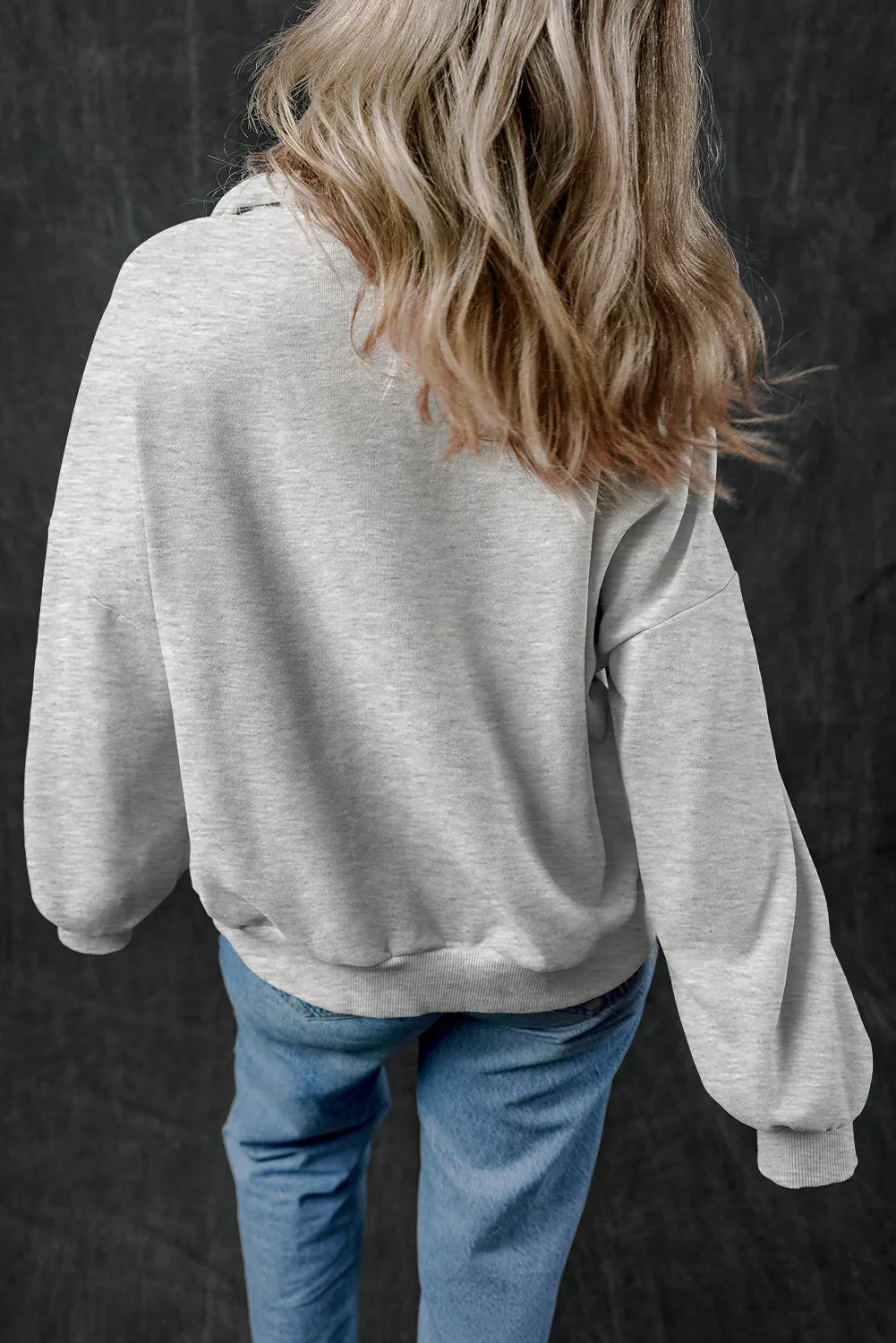 Light Grey Zip-up Stand Neck Kangaroo Pocket Sweatshirt sold by Beagle Boutique product image thumbnail 2