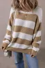 Light French Beige Colourblock Striped Drop Shoulder Side Slit Sweater sold by Beagle Boutique