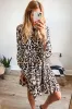 Black Leopard Print Buttoned Front 3/4 Sleeve Tiered Ruffled Hem Dress sold by Beagle Boutique