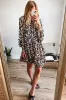 Black Leopard Print Buttoned Front 3/4 Sleeve Tiered Ruffled Hem Dress sold by Beagle Boutique