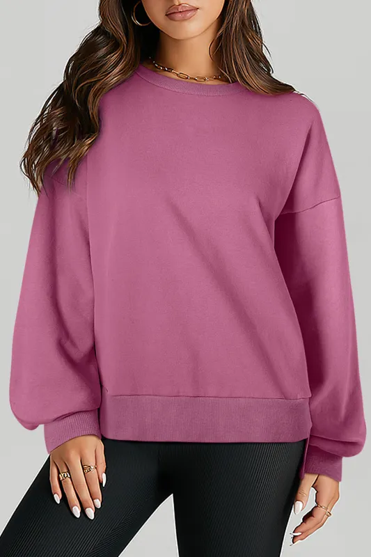 Valerian Solid O Neck High Low Hem Pullover Sweatshirt sold by Beagle Boutique
