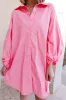 Bright Pink Balloon Sleeve Button Up Mini Shirt Dress sold by Beagle Boutique