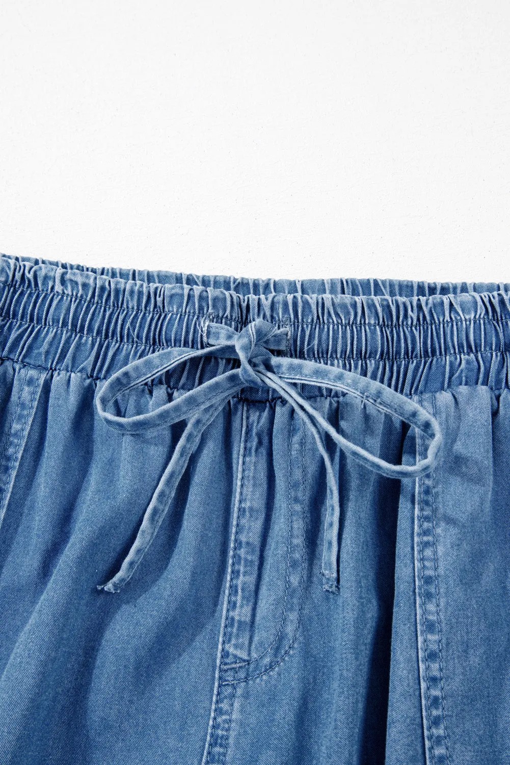 Dusk Blue Drawstring Waist Pocketed Plus Size Denim Joggers sold by Beagle Boutique product image thumbnail 5