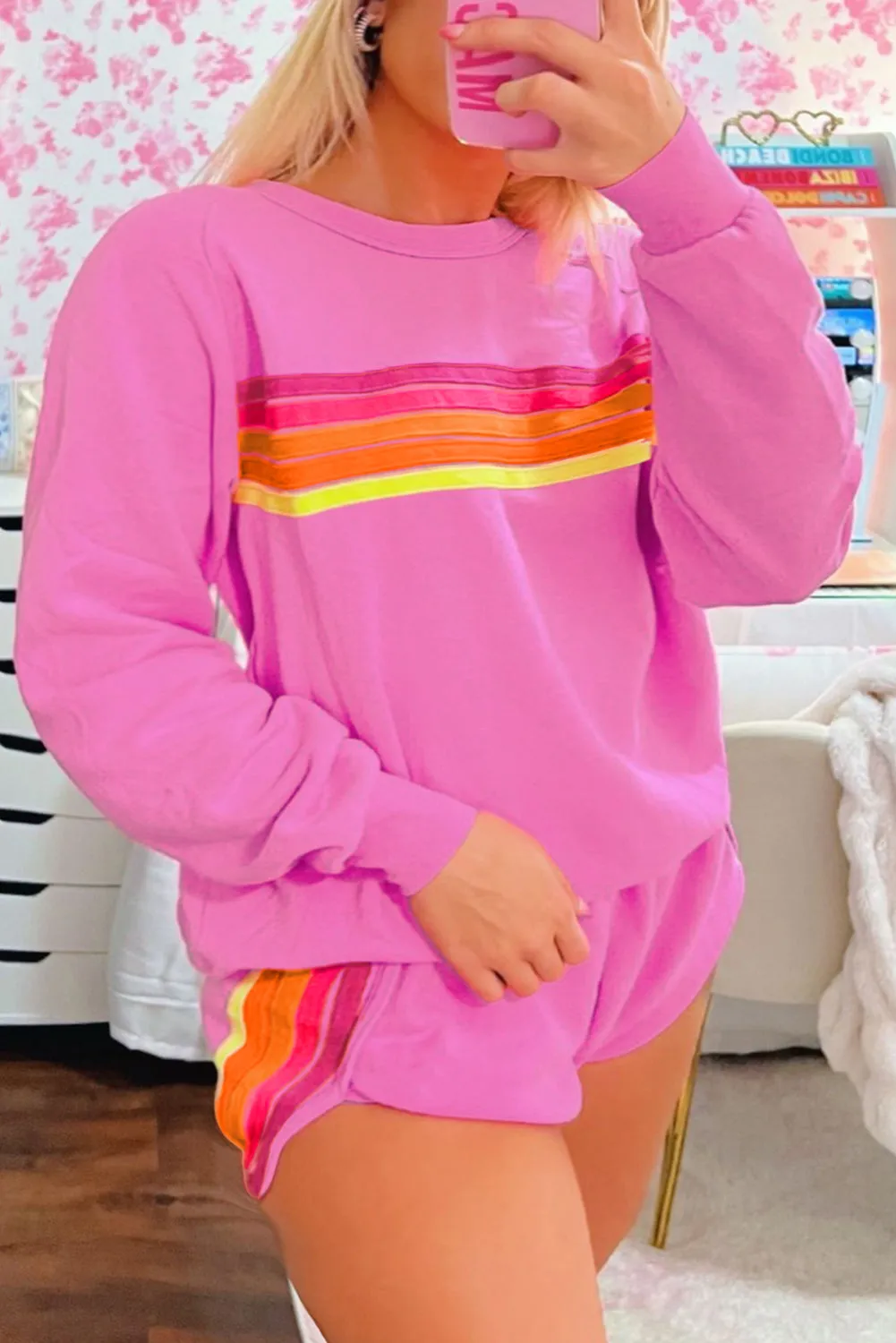 Striped Accent Pullover and Shorts Two Piece Casual Set sold by Beagle Boutique product image thumbnail 4