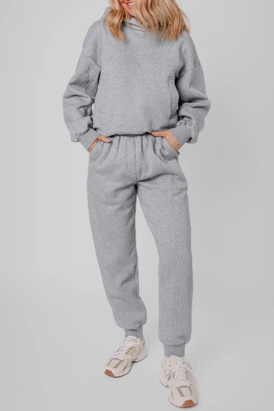 Grey Solid Exposed Seams Hoodie and Joggers Activewear Set sold by Beagle Boutique