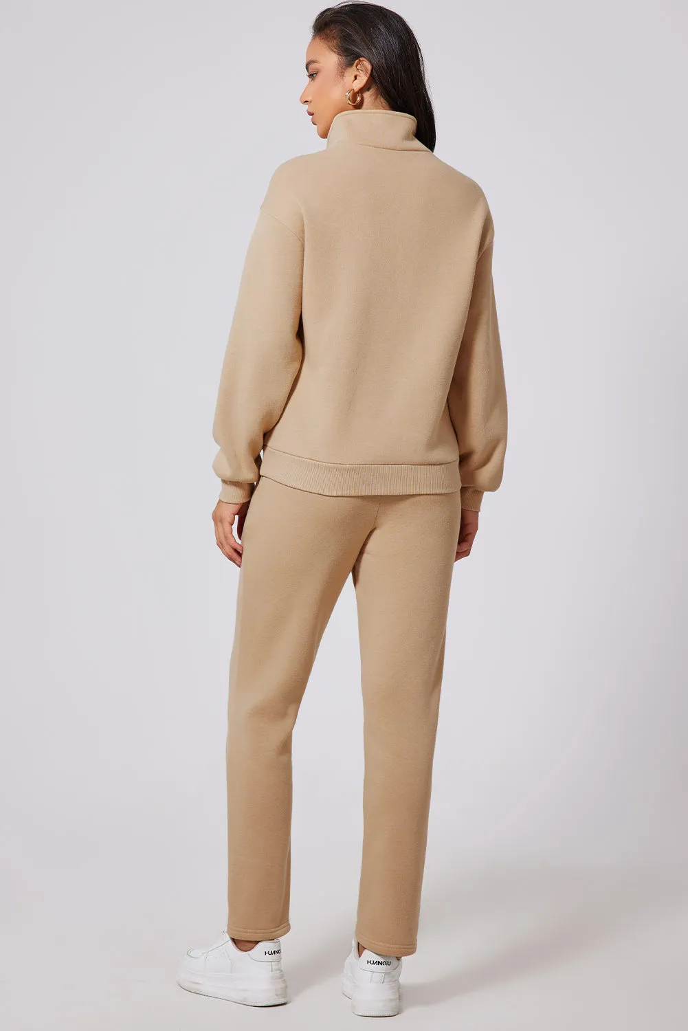 Parchment Solid Half Button Sweatshirt and High Waist SweatTrousers Set sold by Beagle Boutique product image thumbnail 2