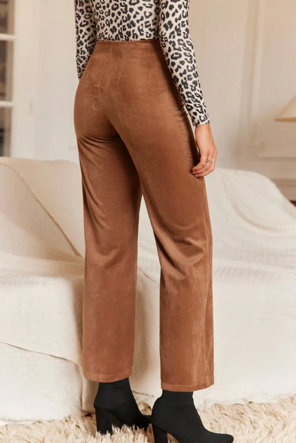 Chestnut Solid Colour Double Breasted Straight Leg Trousers sold by Beagle Boutique product image thumbnail 2