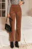 Chestnut Solid Colour Double Breasted Straight Leg Trousers sold by Beagle Boutique