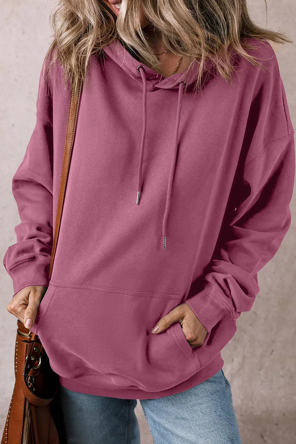 Valerian Solid Kangaroo Pocket Drawstring Loose Fit Hoodie sold by Beagle Boutique