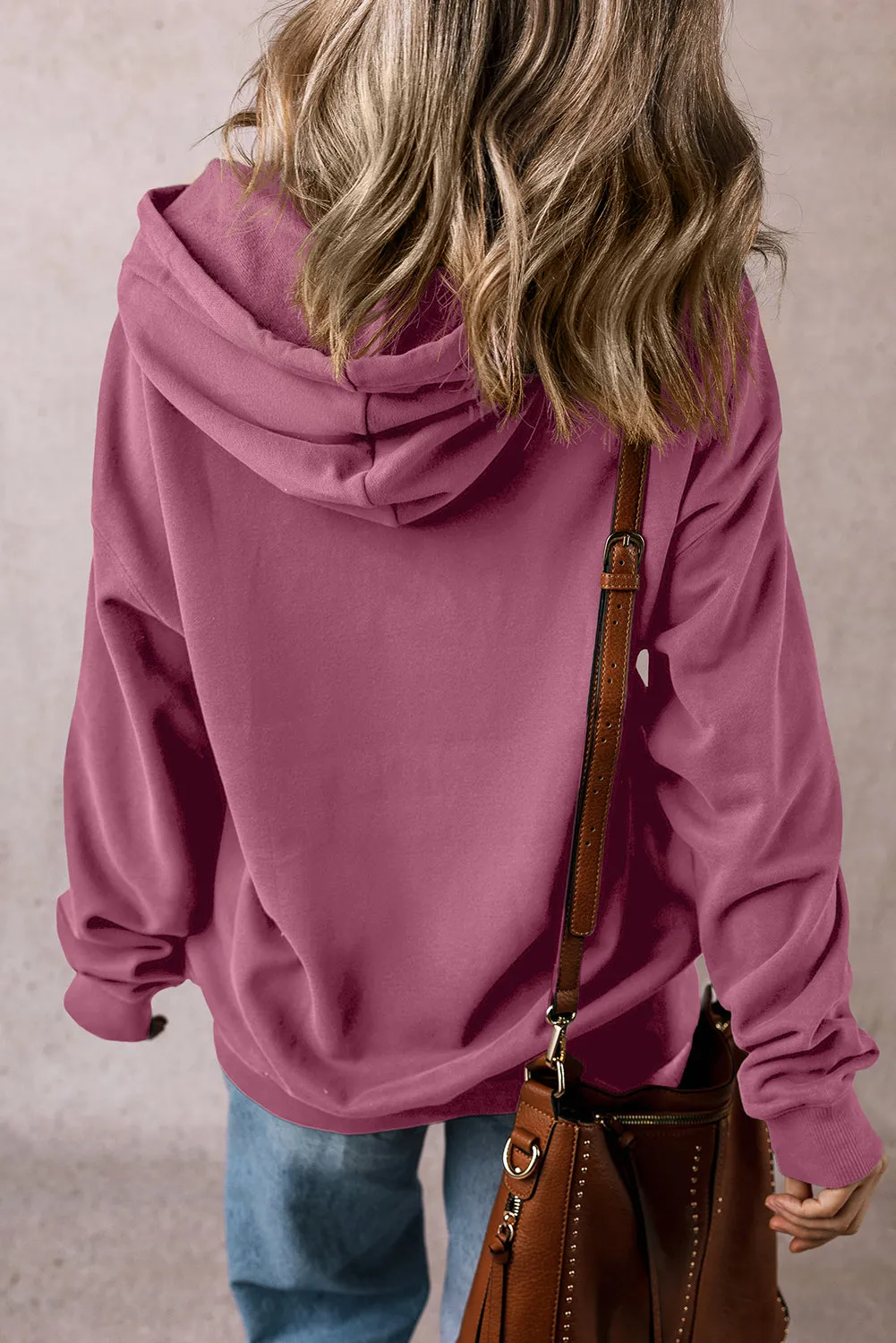 Valerian Solid Kangaroo Pocket Drawstring Loose Fit Hoodie sold by Beagle Boutique product image thumbnail 2