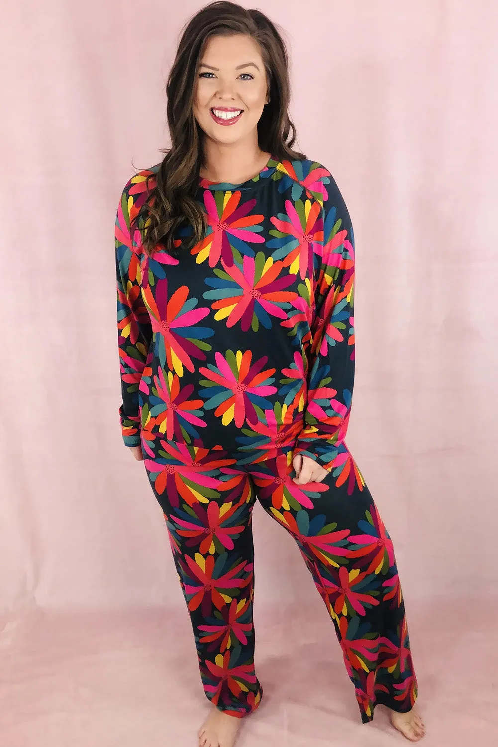 Black Plus Size Printed Long Sleeve and Trousers Lounge Set sold by Beagle Boutique product image thumbnail 2