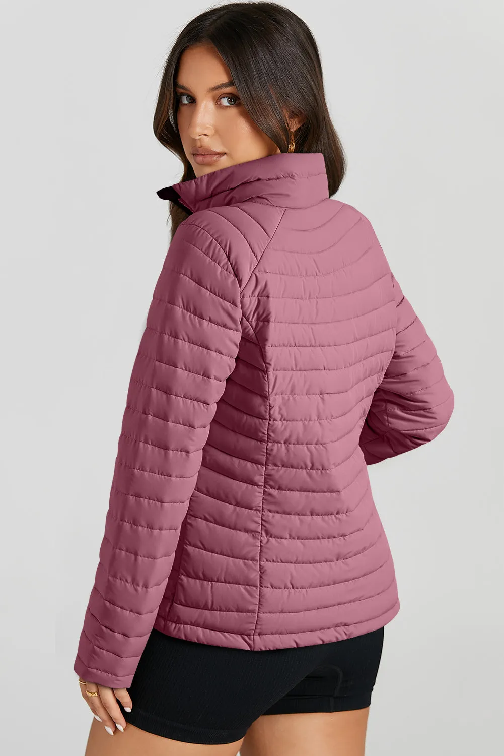 Myosotis Solid Colour Quilted Zip-up Puffer Jacket sold by Beagle Boutique product image thumbnail 5