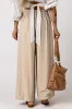 Beige Drawstring Waist Pleated Wide Leg Casual Trousers sold by Beagle Boutique