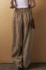Desert Palm Cotton Linen Drawstring Waist Wide Leg Trousers sold by Beagle Boutique