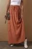 Chestnut Mineral Wash Cargo Pocket Drawstring Waist Maxi Skirt sold by Beagle Boutique