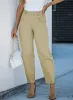 Khaki Solid High Waist Casual Trousers sold by Beagle Boutique