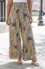 Multicolor Floral Print Shirred High Waist Wide Leg Casual Trousers sold by Beagle Boutique