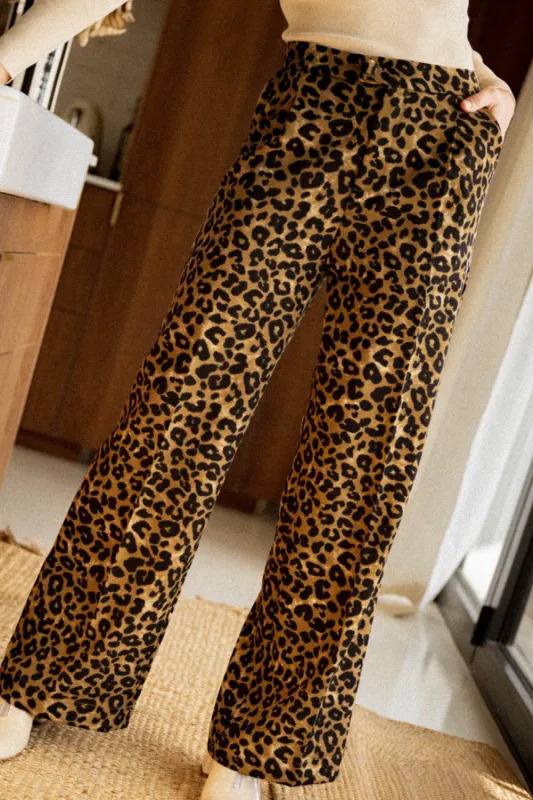 Leopard Animal Print Wide Leg Trousers sold by Beagle Boutique