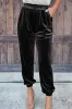 Black Solid Velvet Jogger Trousers sold by Beagle Boutique