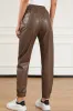 Brown Leather Tie Waist Jogger Trousers sold by Beagle Boutique