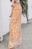 Grapefruit Orange Tie Waist Boho Floral Wide Leg Trousers sold by Beagle Boutique