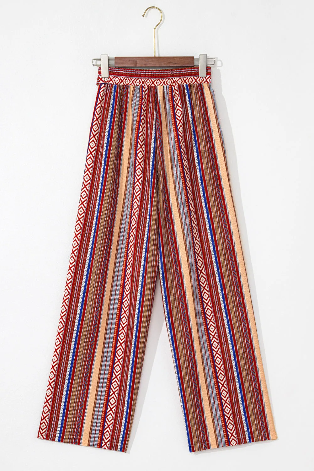 Red Boho Ethnic Striped Print Tie Waist Wide Leg Trousers sold by Beagle Boutique product image thumbnail 5
