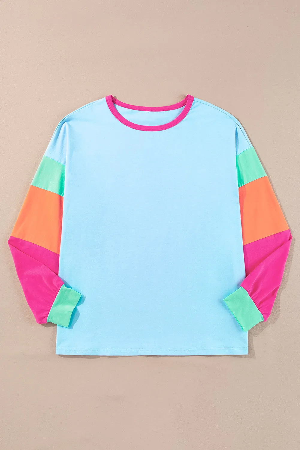 Dark Blue Colourblock Patchwork Long Sleeve Plus Size Top sold by Beagle Boutique product image thumbnail 2