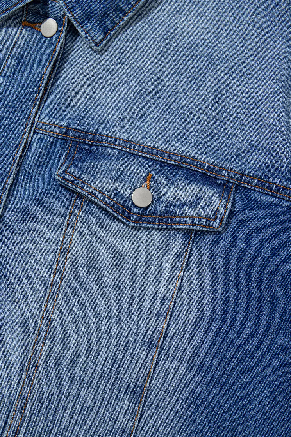 Peacock Blue Ruffled Frayed Short Sleeve Plus Size Denim Jacket sold by Beagle Boutique product image thumbnail 4