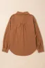Cinnamon Corduroy Flap Pocket Button Up Round Hem Shacket sold by Beagle Boutique