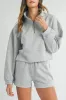 Light Grey Stand Neck Zipped Sweatshirt and Shorts Set sold by Beagle Boutique