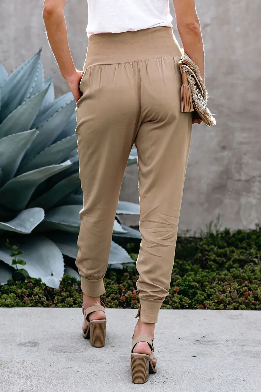 Khaki Pocketed Casual Joggers sold by Beagle Boutique product image thumbnail 2