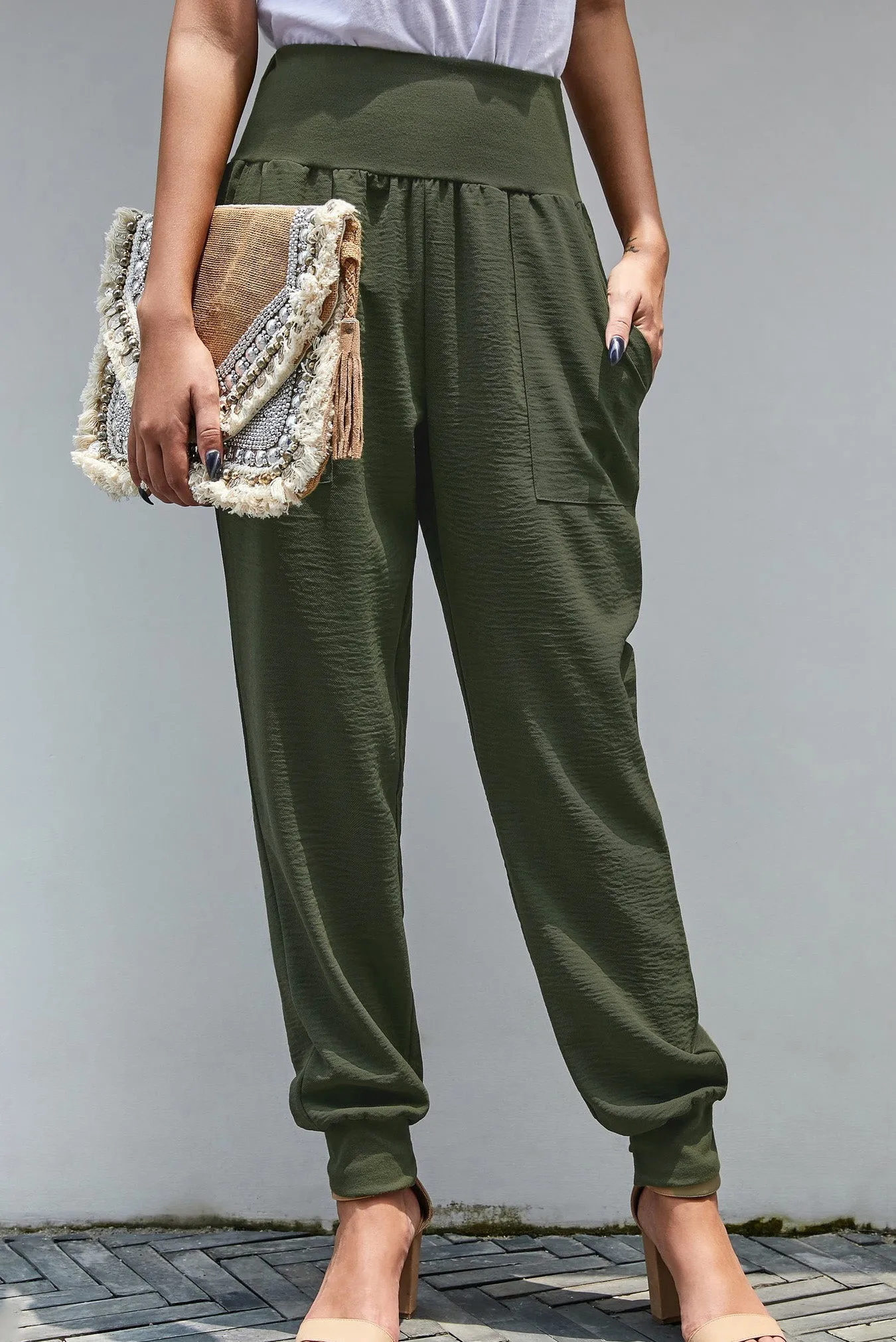 Green Pocketed Casual Joggers sold by Beagle Boutique