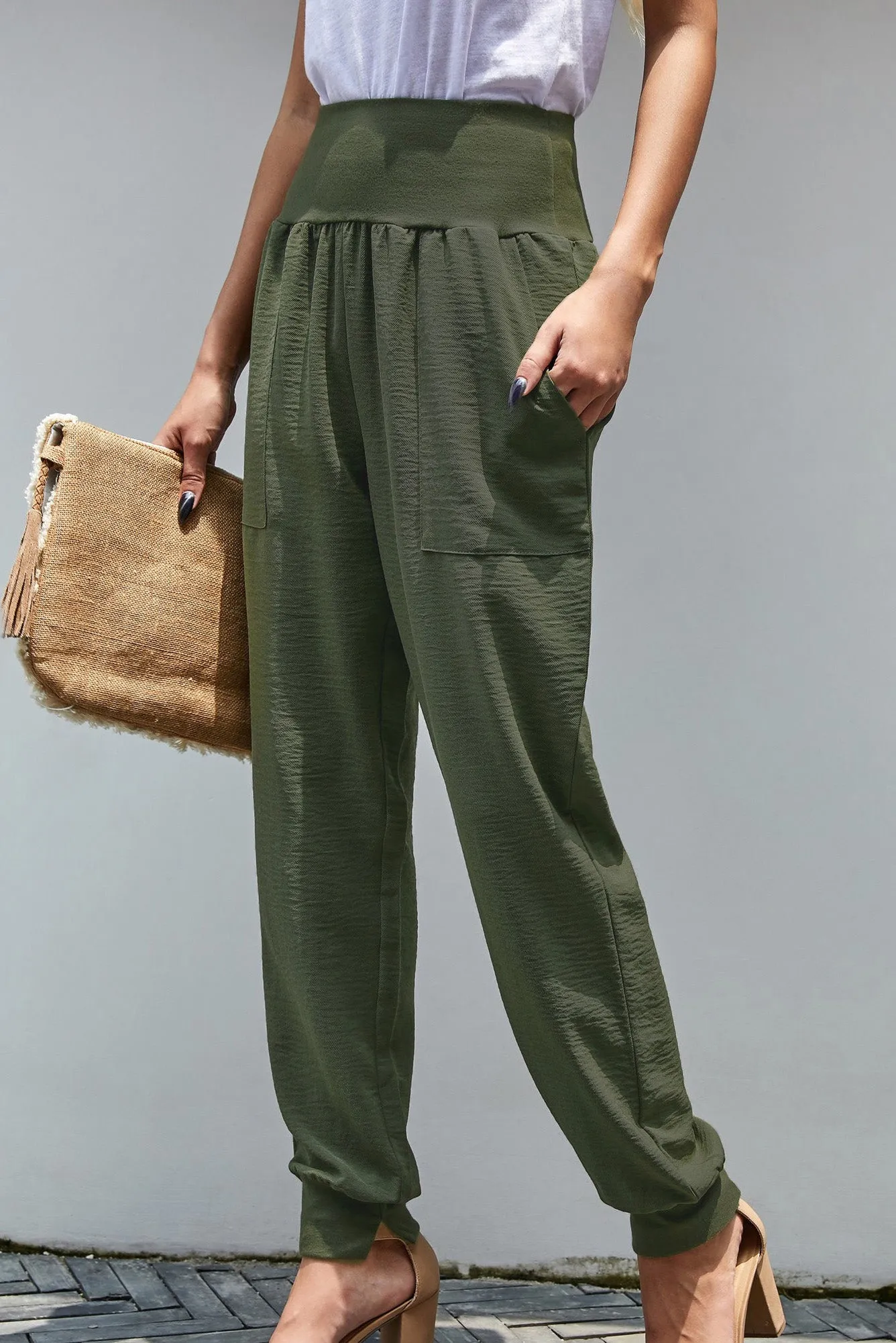 Green Pocketed Casual Joggers sold by Beagle Boutique product image thumbnail 3
