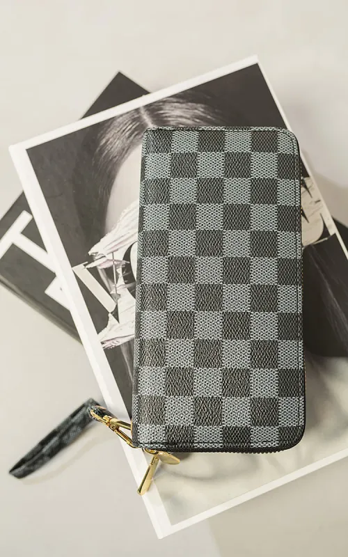 Checkered Zip Long Wallet sold by Beagle Boutique