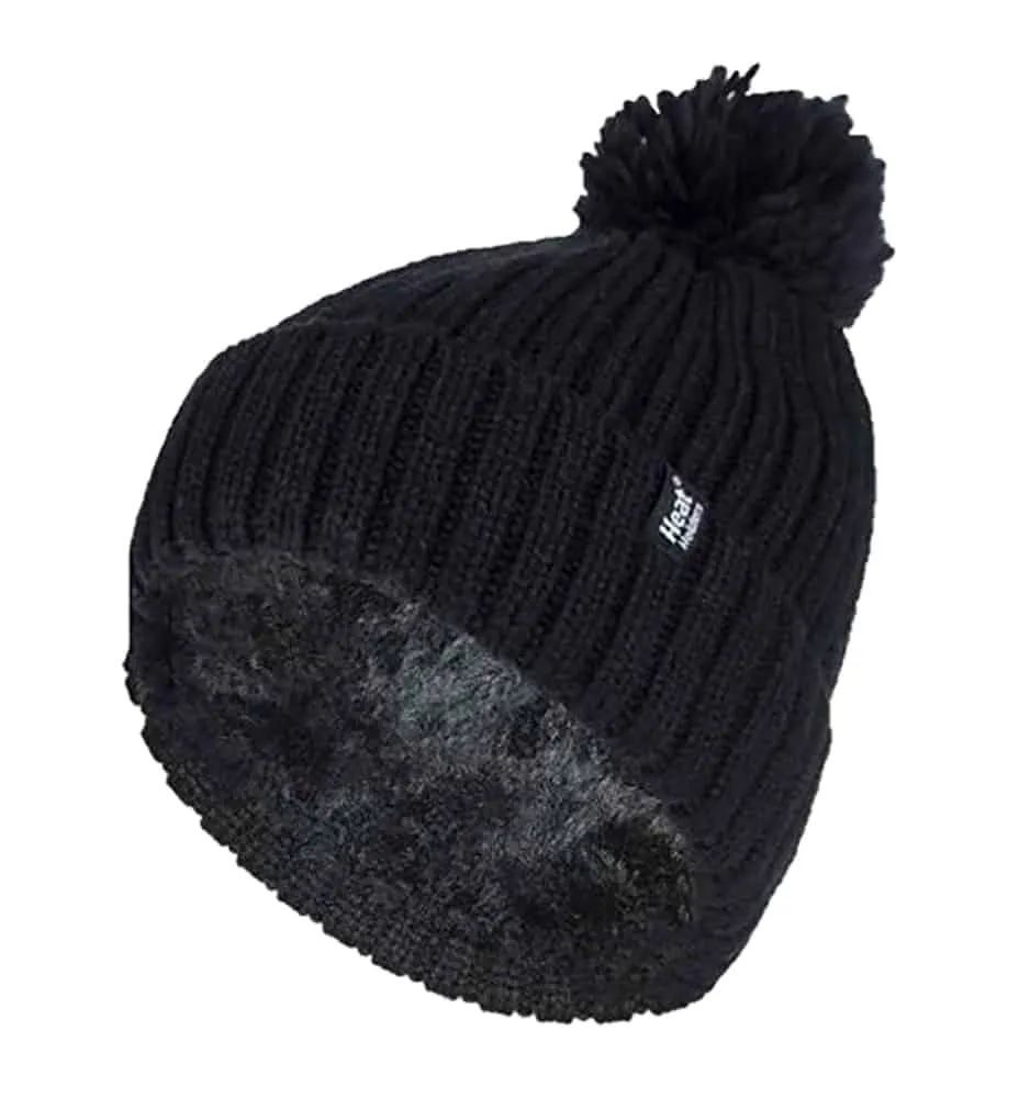 Ladies Ribbed Cuffed Thermal Pom Pom Bobble Hat sold by Beagle Boutique