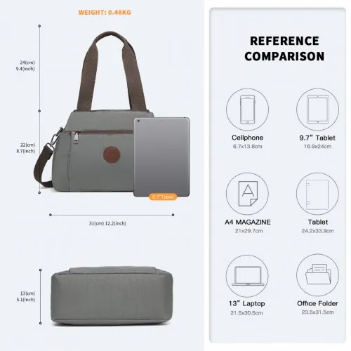 EH2239 - Kono Waterproof Multi-Functional Handbag Cross Body Bag - Grey sold by Beagle Boutique product image thumbnail 4
