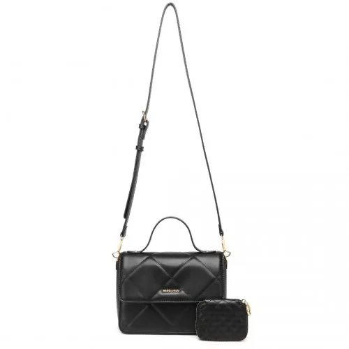LT2201 - Miss Lulu Diamond Quilted Leather Chain Shoulder Bag - Black sold by Beagle Boutique product image thumbnail 2