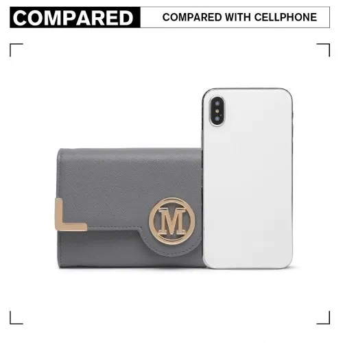 LP2022 - Miss Lulu Leather Look Classic Long Purse - Dark Grey sold by Beagle Boutique product image thumbnail 5