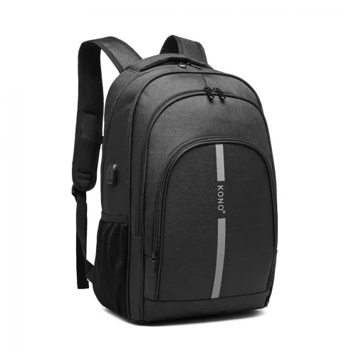 E1972 - Kono Large Backpack with Reflective Stripe and USB Charging Interface - Black sold by Beagle Boutique product image thumbnail 3