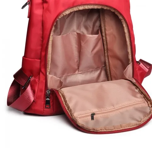 LG1903 - Miss Lulu Two Way Backpack Shoulder Bag with Pom Pom Pendant - Red sold by Beagle Boutique product image thumbnail 4