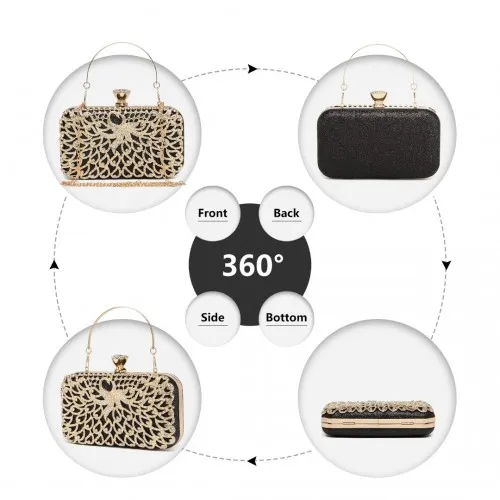 S2227 - Miss Lulu Sparkling Classical Women Clutch Purse Evening Bag - Black sold by Beagle Boutique product image thumbnail 3