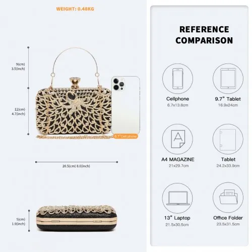 S2227 - Miss Lulu Sparkling Classical Women Clutch Purse Evening Bag - Black sold by Beagle Boutique product image thumbnail 4