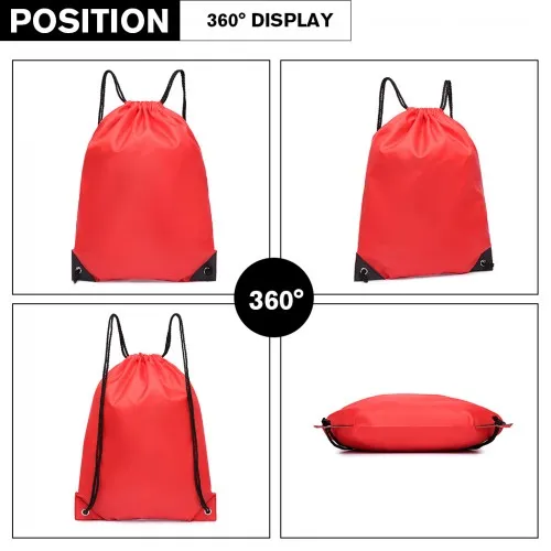 S2020 - Kono Polyester Drawstring Backpack - Red sold by Beagle Boutique product image thumbnail 3