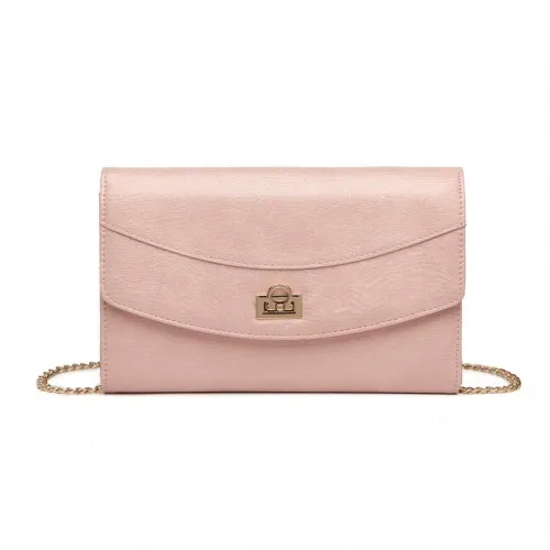 LP2219 - Miss Lulu Elegant Flap Clutch Leather Chain Evening Bag - Pink sold by Beagle Boutique product image thumbnail 2