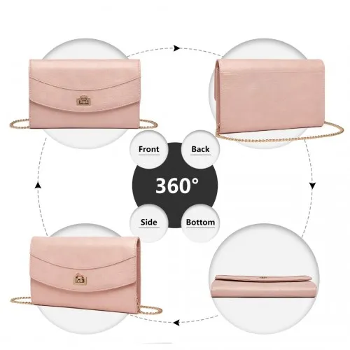 LP2219 - Miss Lulu Elegant Flap Clutch Leather Chain Evening Bag - Pink sold by Beagle Boutique product image thumbnail 3