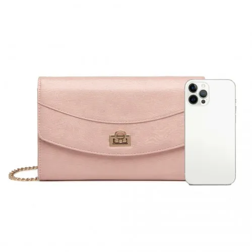 LP2219 - Miss Lulu Elegant Flap Clutch Leather Chain Evening Bag - Pink sold by Beagle Boutique product image thumbnail 5